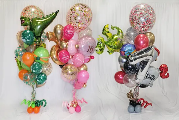 Balloon number sculpture in shades of pink