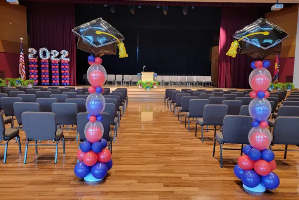 Balloon columns for graduation ceremony