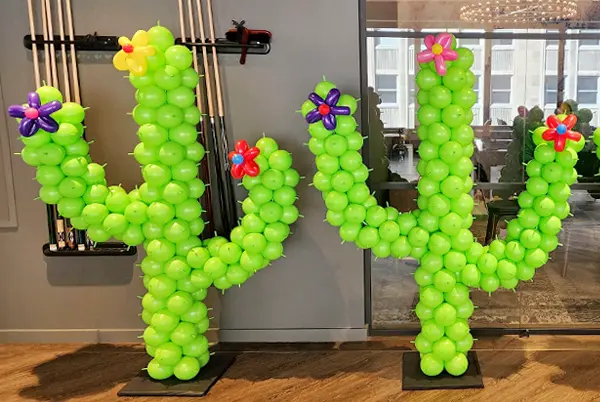 Cinco de Mayo inspired balloon decor cactus balloon sculptures