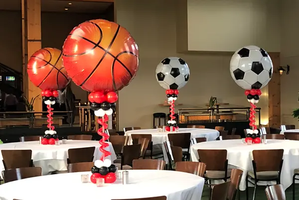 Sports themed balloon decor